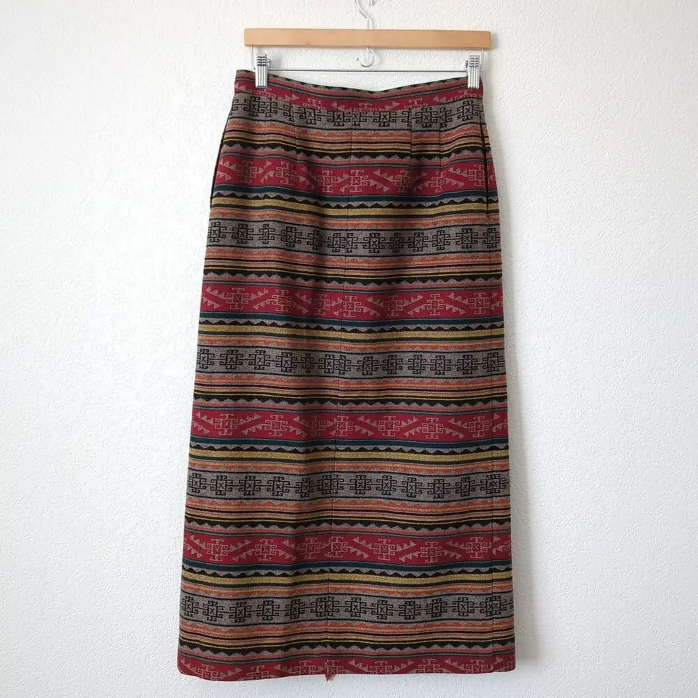 Pendleton Women's Midi Wrap Skirt‎ 8 Southwestern Blanket Wool Art Wear Native S